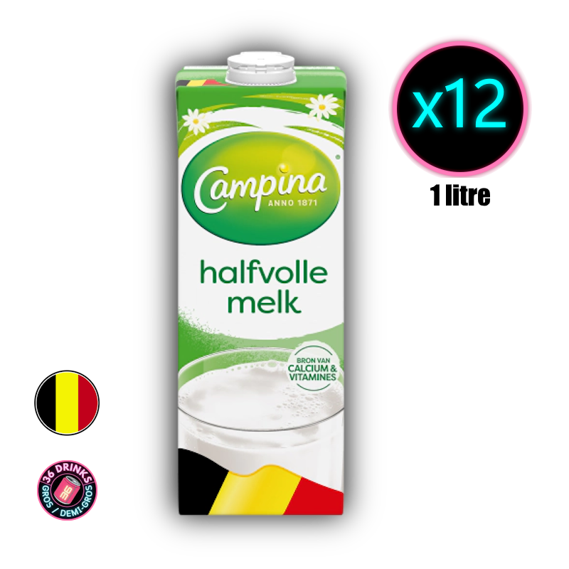 Laits Campina Demi-Écrémé 12 x 1L